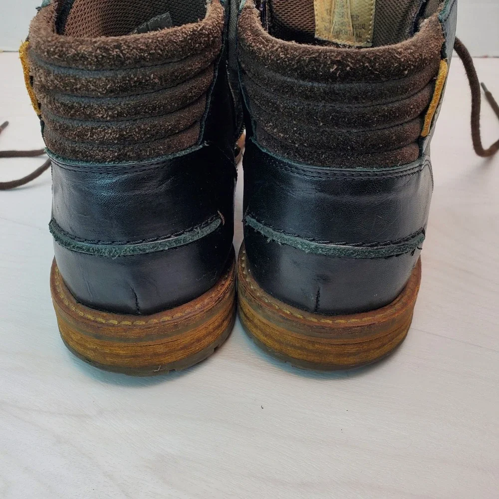 K Swiss Holten Boots Black Leather Side Zip Lace Up‎ Comfort Footbed Size 11